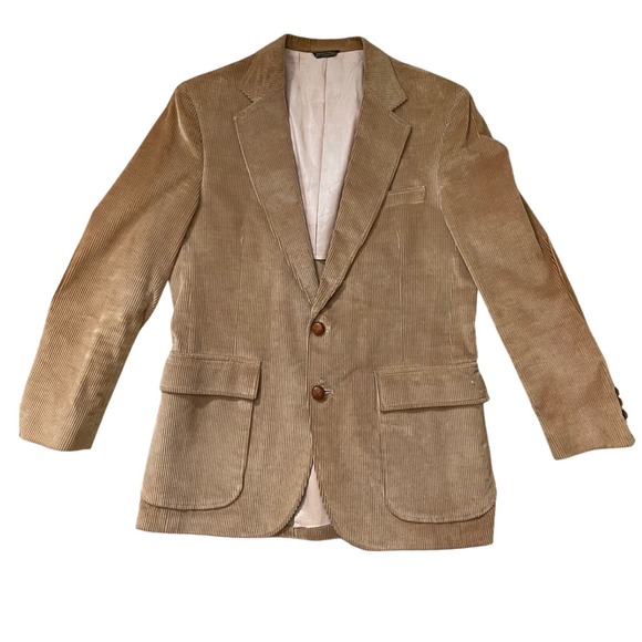 VINTAGE Men's Tan Corduroy Blazer Jacket 40R Suede SPORT COAT Elbow Patches‎